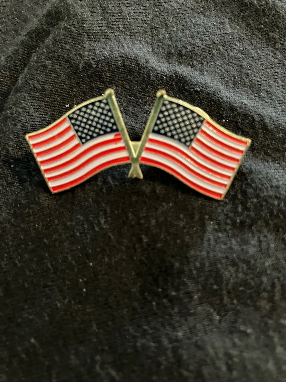 Double American Flag Enamel Pin - Red, White & Blue
